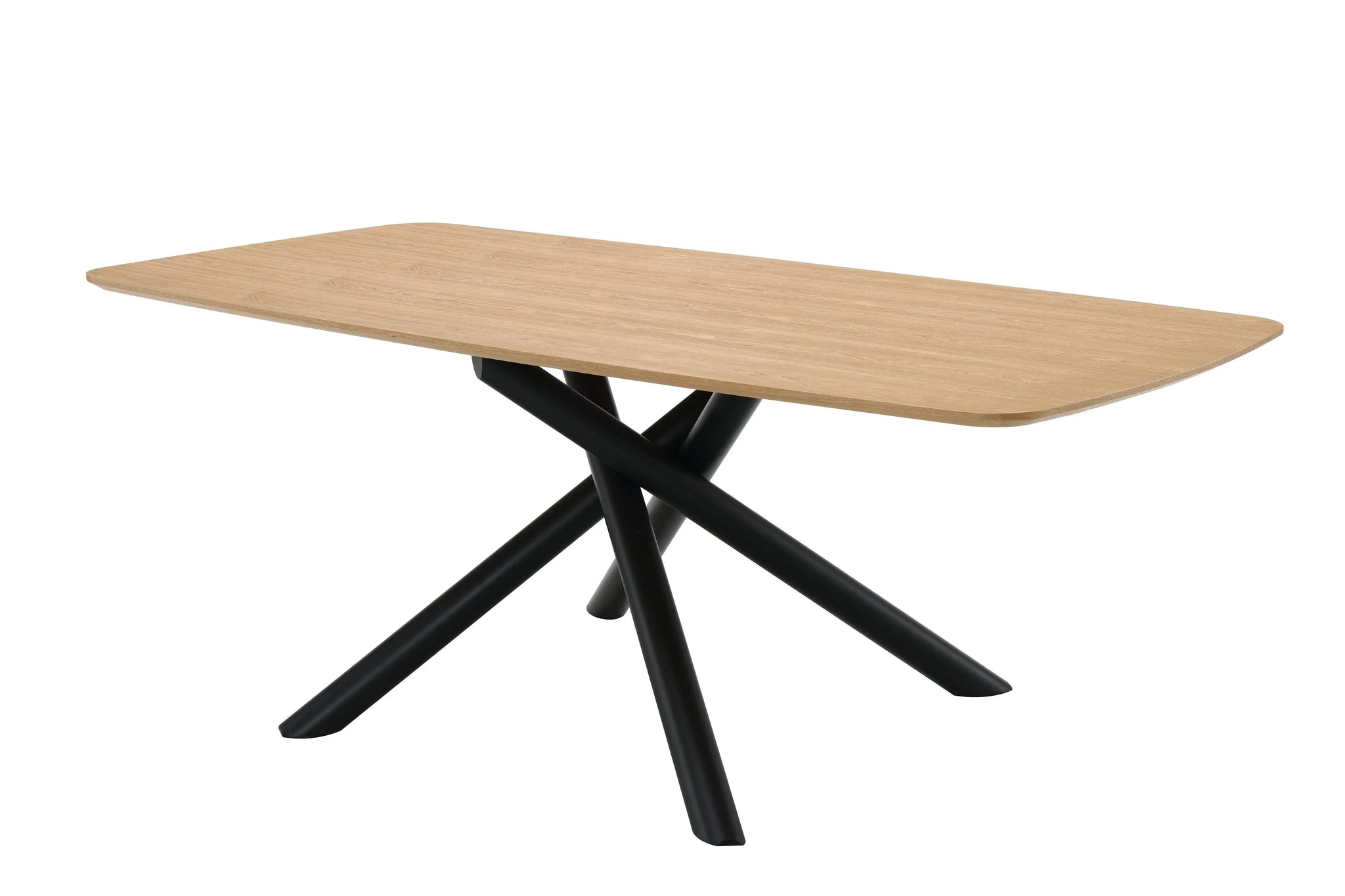 79" Natural and Black Wood and Iron Cross Leg Base Dining Table - Homeroots - Flyclothing LLC