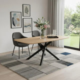 79" Natural and Black Wood and Iron Cross Leg Base Dining Table - Homeroots - Flyclothing LLC