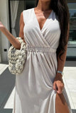 Surplice Sleeveless Slit Maxi Dress - Trendsi