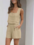 Square Neck Tank and Shorts Set - Trendsi - Flyclothing LLC