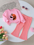 Children's Halloween Graphic Sweatshirt and Flare Pants Set - Trendsi - Flyclothing LLC