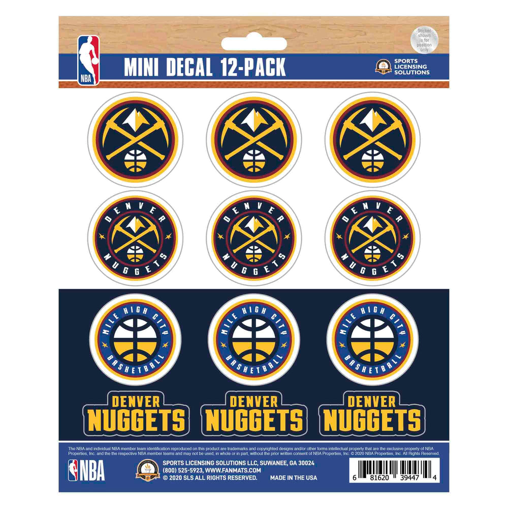 Denver Nuggets 12 Count Mini Decal Sticker Pack - Denver Nuggets