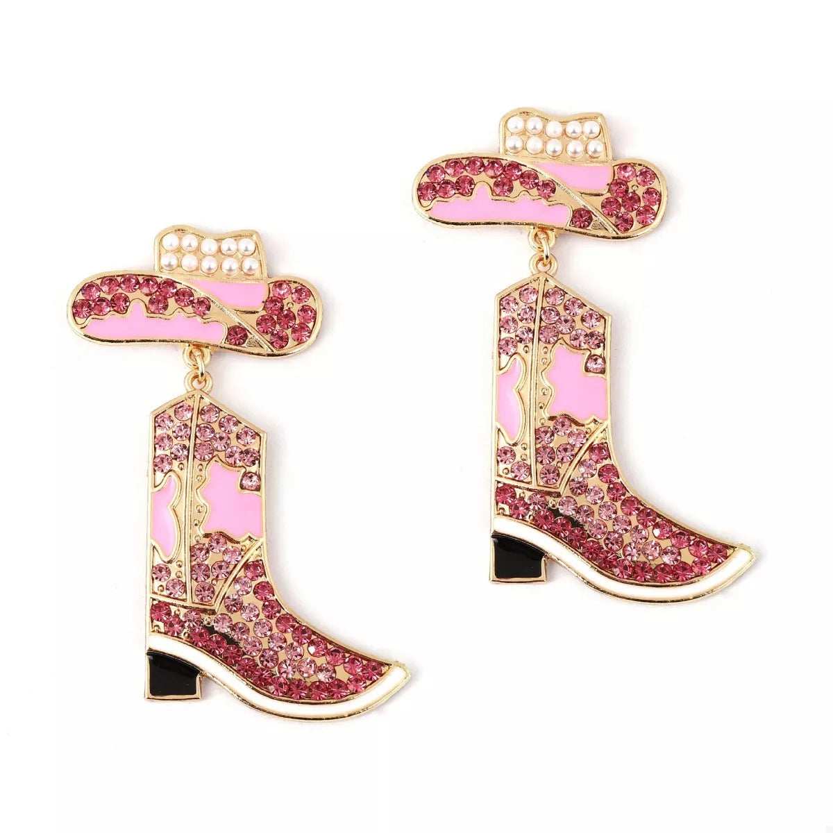 Rhinestone Cowboy Boot Dangle Earrings - Trendsi - Flyclothing LLC