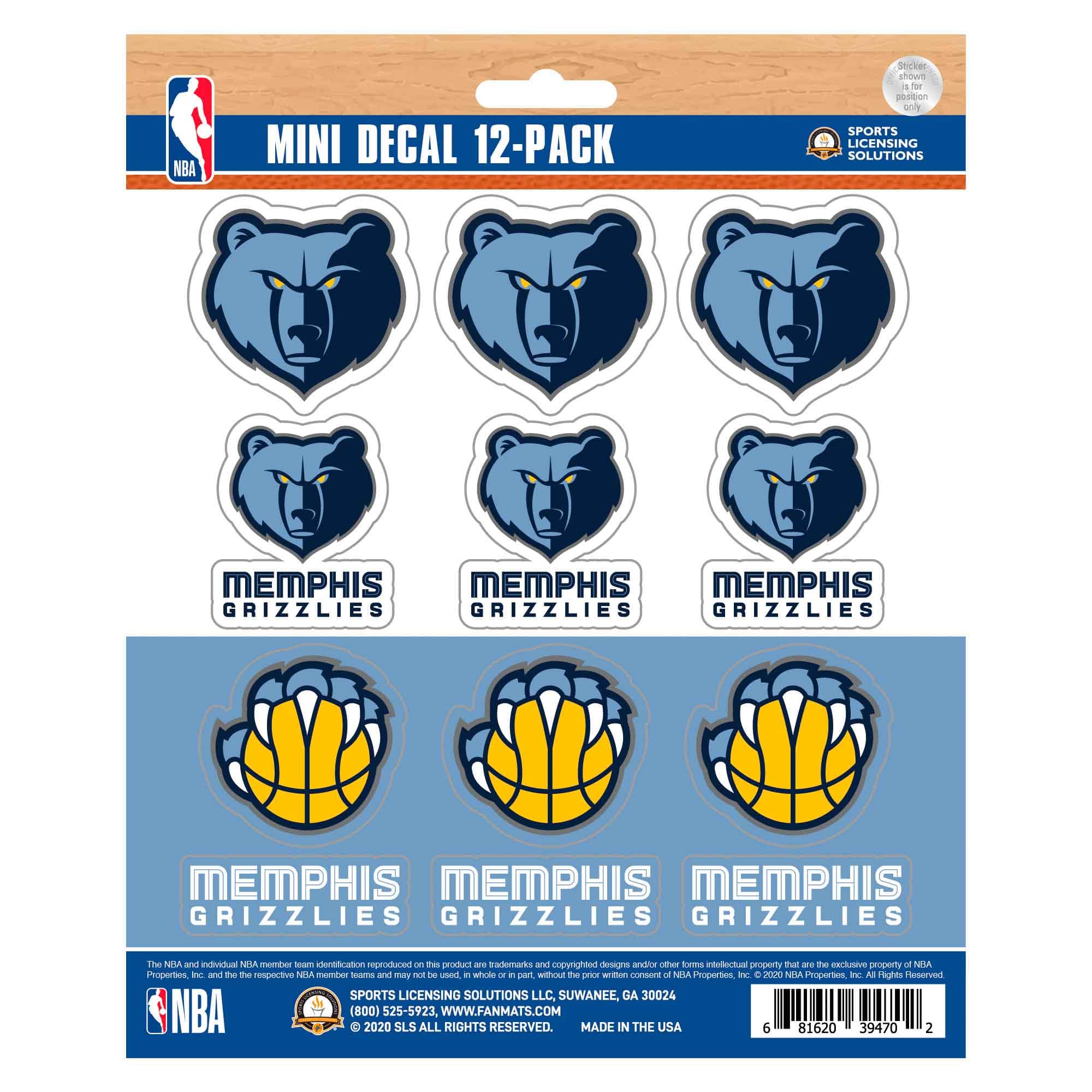 Memphis Grizzlies 12 Count Mini Decal Sticker Pack - Memphis Grizzlies