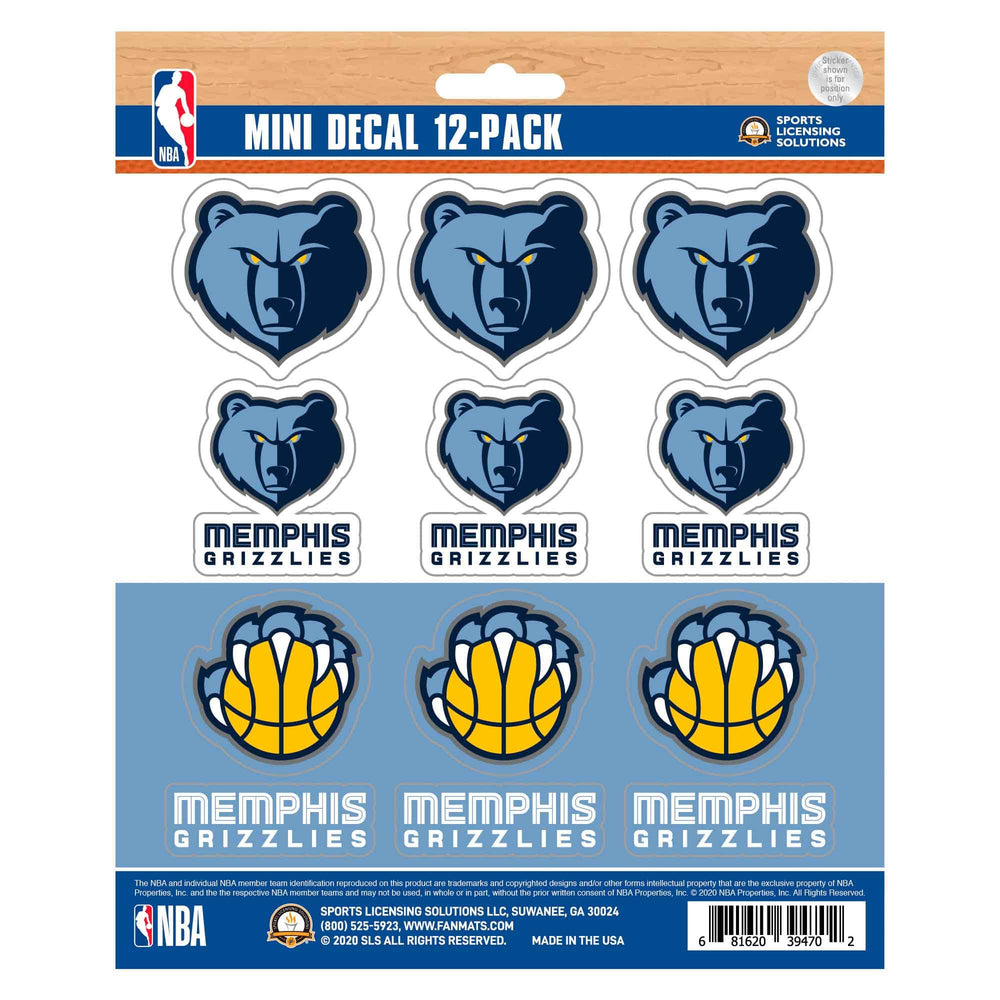 Memphis Grizzlies 12 Count Mini Decal Sticker Pack - Memphis Grizzlies