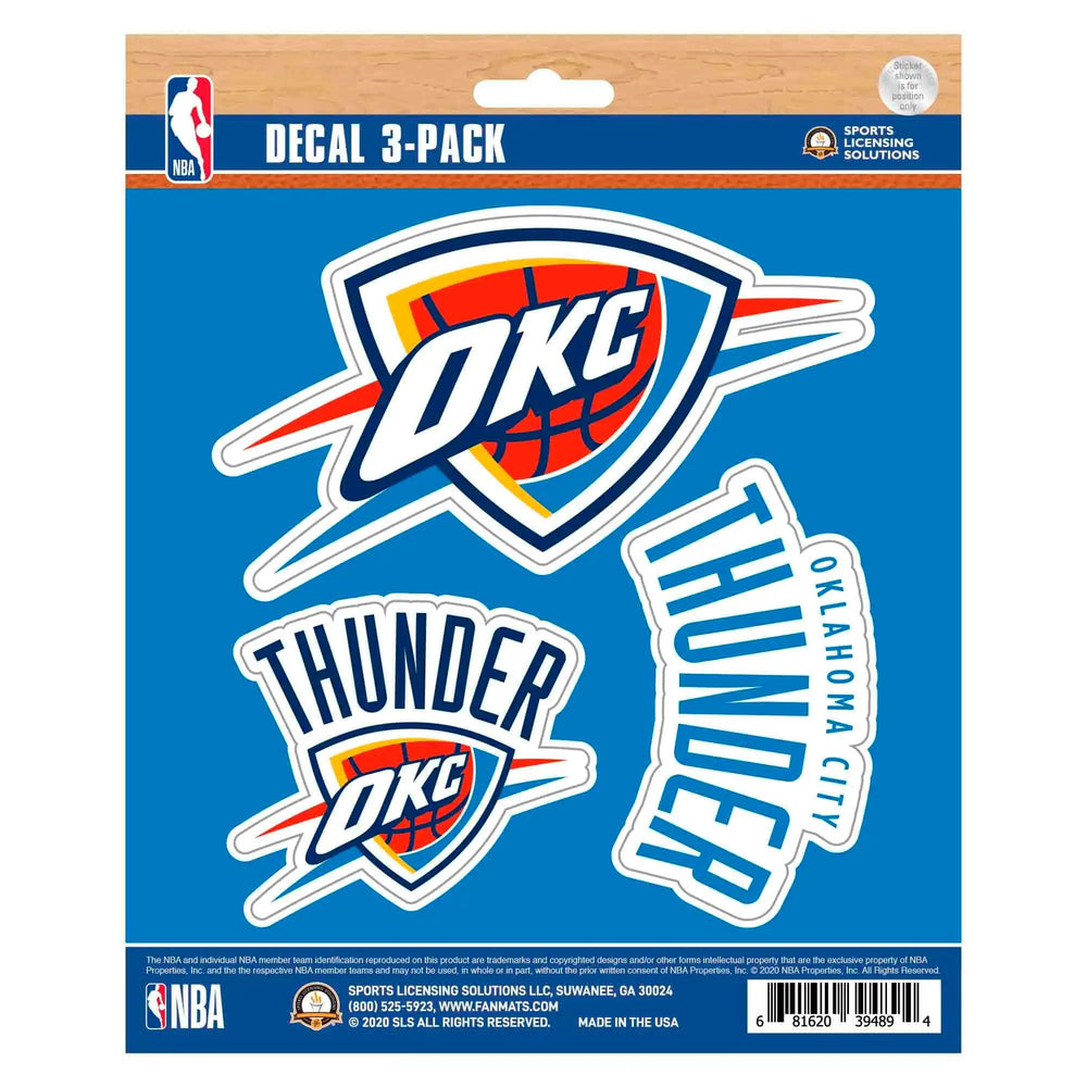 Oklahoma City Thunder 3 Piece Decal Sticker Set - Oklahoma City Thunder