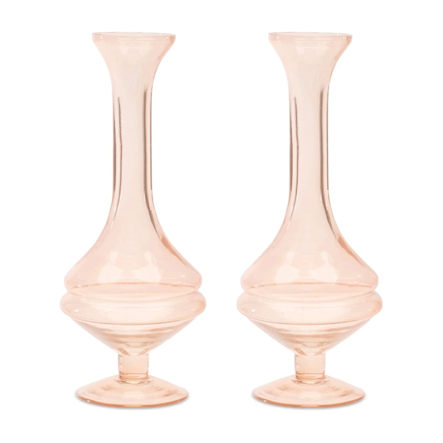 Set of Two 9" Pink Glass Trumpet Table Vases - Homeroots - Flyclothing LLC