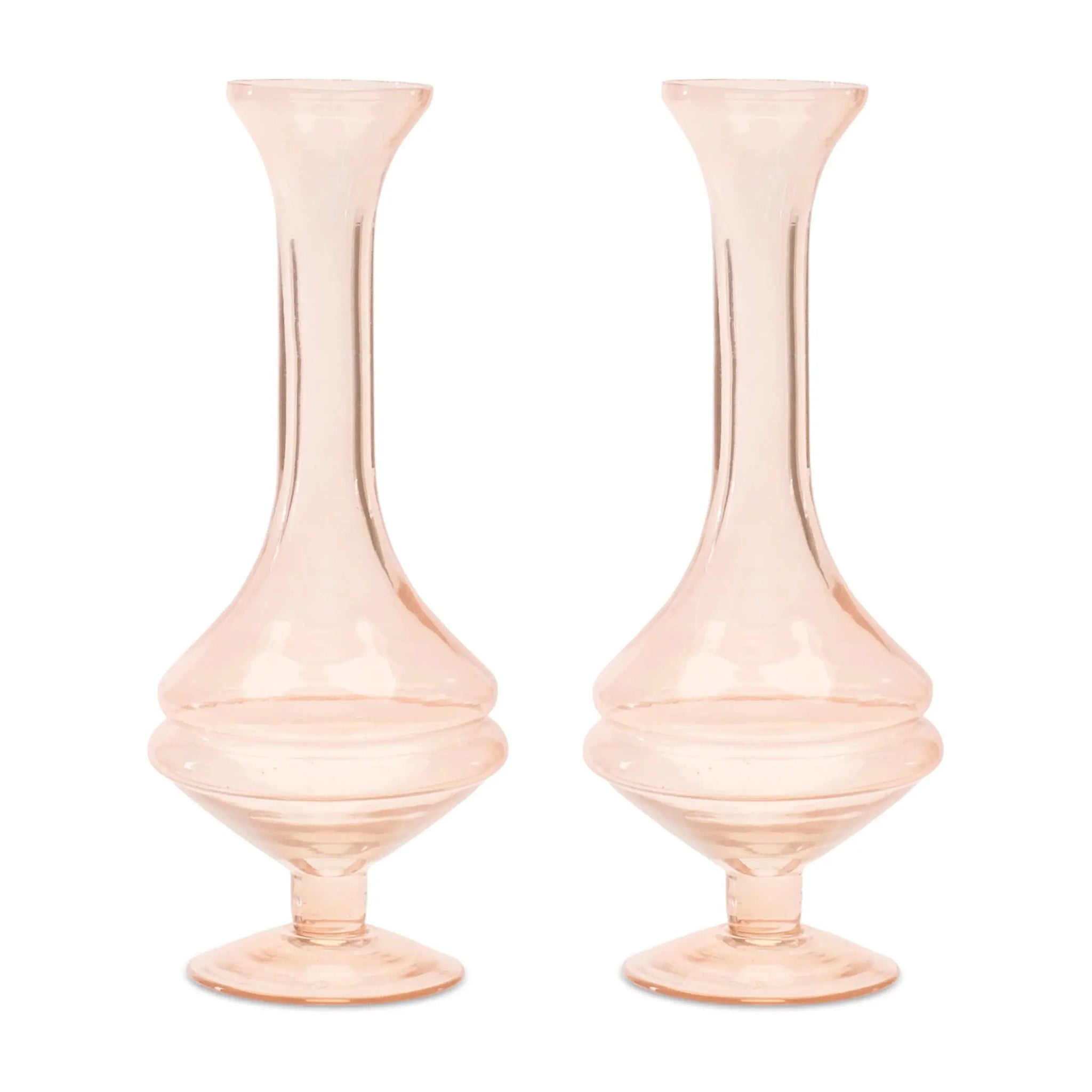 Set of Two 9" Pink Glass Trumpet Table Vases - Homeroots - Flyclothing LLC