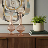 Set of Two 9" Pink Glass Trumpet Table Vases - Homeroots - Flyclothing LLC