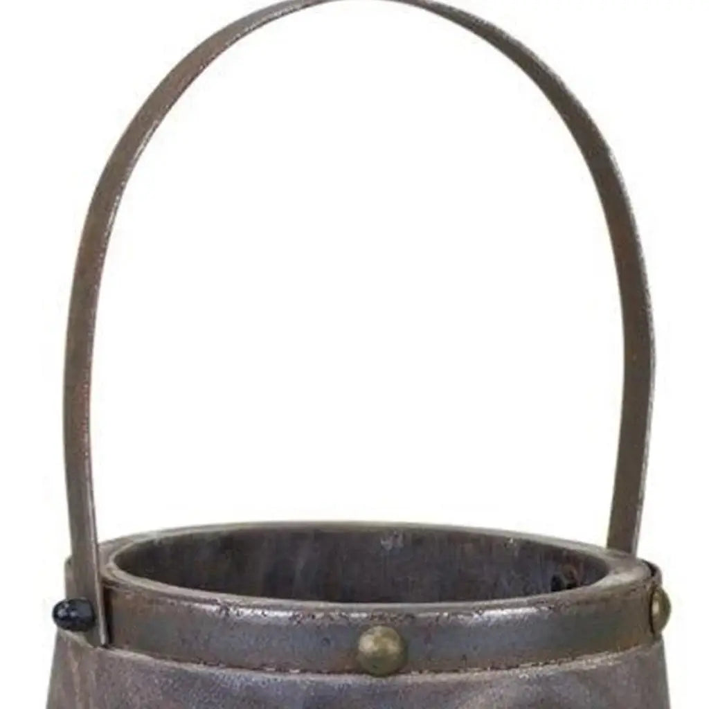 Set of Two Brown Wood And Steel Bucket Pot Planters - Homeroots - Flyclothing LLC