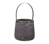 Set of Two Brown Wood And Steel Bucket Pot Planters - Homeroots - Flyclothing LLC