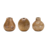 Set of Three Natural Wood Bud Table Vases - Homeroots - Flyclothing LLC