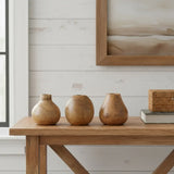 Set of Three Natural Wood Bud Table Vases - Homeroots - Flyclothing LLC