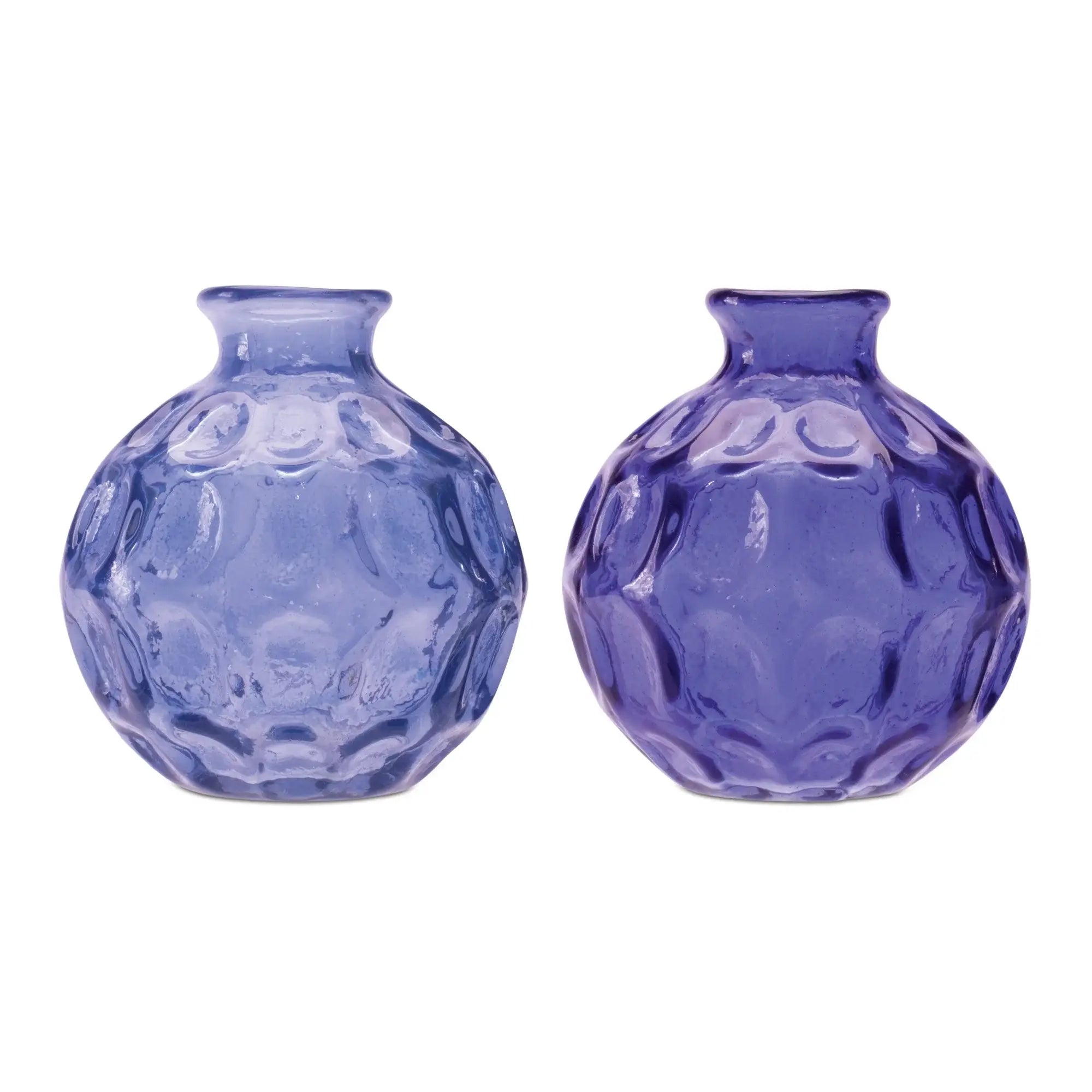 Set of Two Blue Glass Round Table Vases - Homeroots - Flyclothing LLC