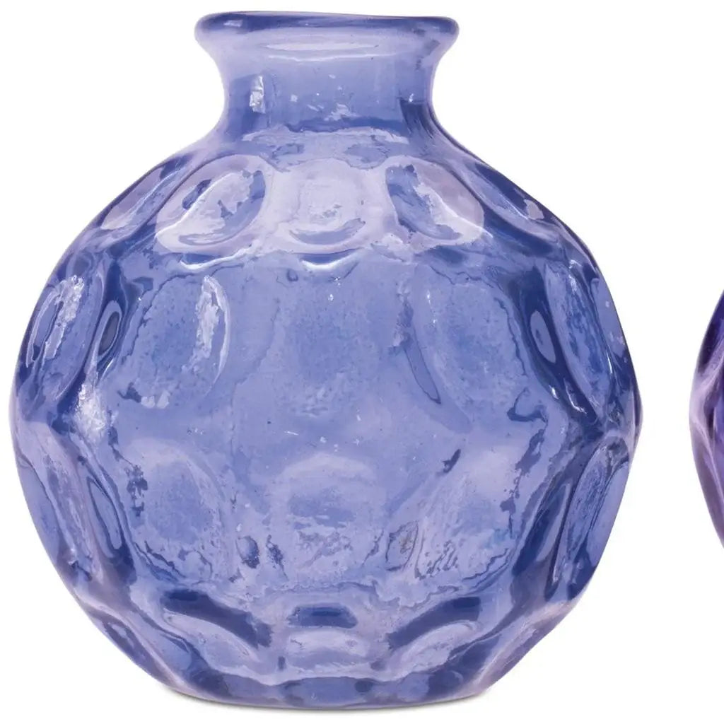 Set of Two Blue Glass Round Table Vases - Homeroots - Flyclothing LLC