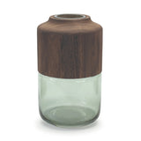 11" Brown And Sage Glass Round Table Vase With Wood - Homeroots - Flyclothing LLC