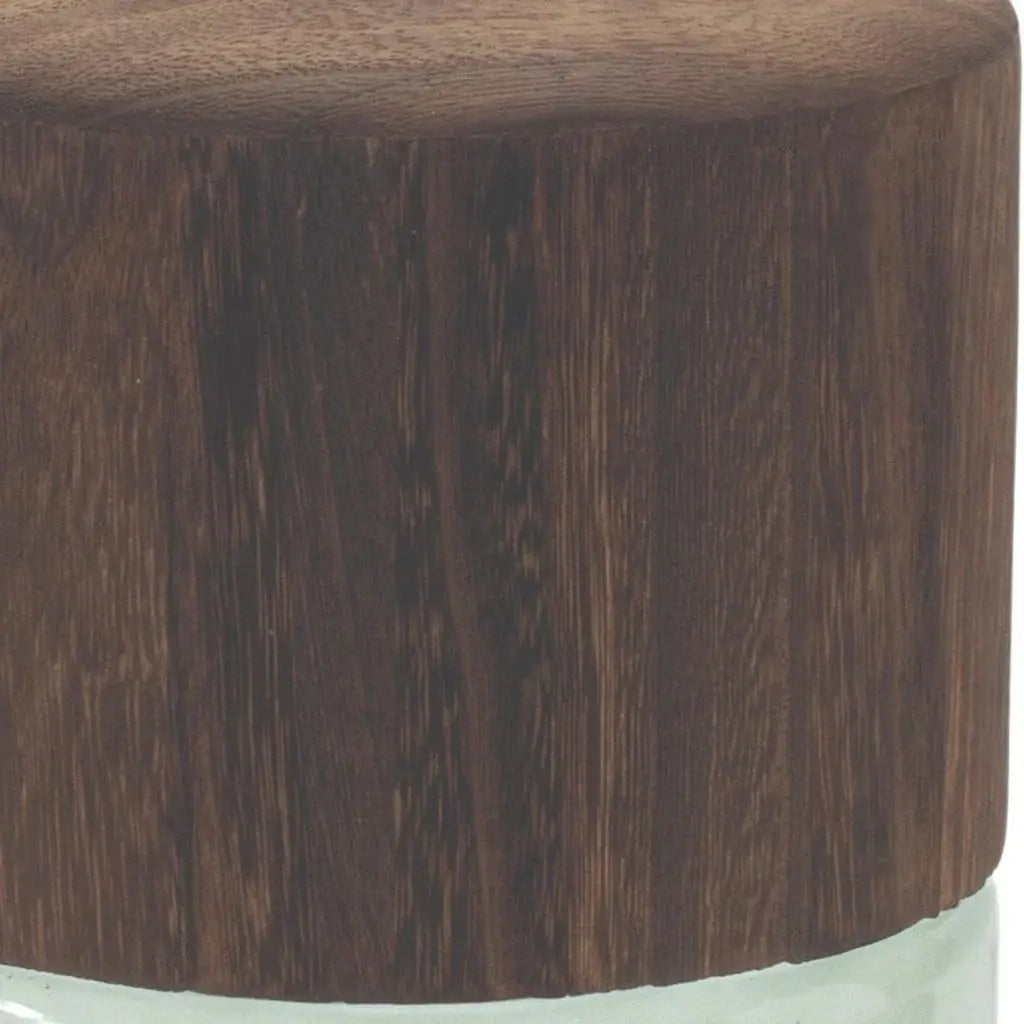 11" Brown And Sage Glass Round Table Vase With Wood - Homeroots - Flyclothing LLC