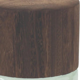 11" Brown And Sage Glass Round Table Vase With Wood - Homeroots - Flyclothing LLC