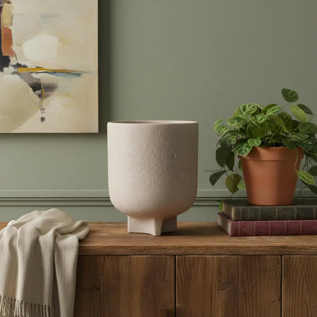 7" Beige Recycled Paper Urn Table Vase - Homeroots - Flyclothing LLC