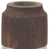 9" Brown And Sage Glass Cylindrical Table Vase With Wood - Homeroots - Flyclothing LLC