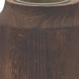 9" Brown And Sage Glass Cylindrical Table Vase With Wood - Homeroots - Flyclothing LLC