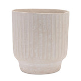 8" Beige Recycled Paper Textured Lines Urn Table Vase - Homeroots - Flyclothing LLC