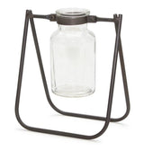 Set of Two Clear And Brown Glass And Metal Round Table Vases - Homeroots - Flyclothing LLC