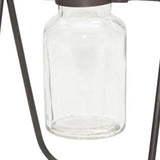 Set of Two Clear And Brown Glass And Metal Round Table Vases - Homeroots - Flyclothing LLC