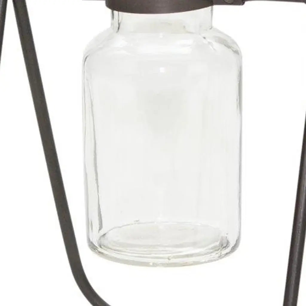 Set of Two Clear And Brown Glass And Metal Round Table Vases - Homeroots - Flyclothing LLC