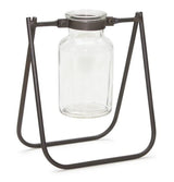 Set of Two Clear And Brown Glass And Metal Round Table Vases - Homeroots - Flyclothing LLC