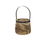 Set of Two Natural Wood And Steel Bucket Pot Planters - Homeroots - Flyclothing LLC