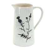 Set of Two Black And Off White Floral Ceramic Cylinder Pitcher Vase - Homeroots - Flyclothing LLC