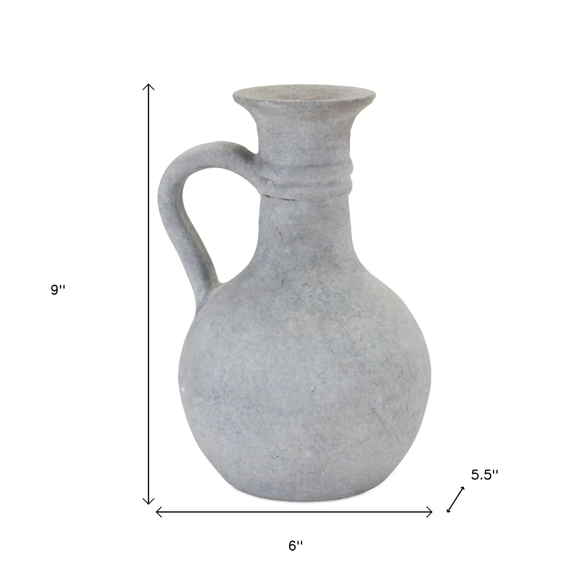 9" Gray Resin Round Pitcher Vase - Homeroots - Flyclothing LLC