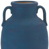 11" Blue And Terra Cotta Ceramic Urn Vase - Homeroots - Flyclothing LLC
