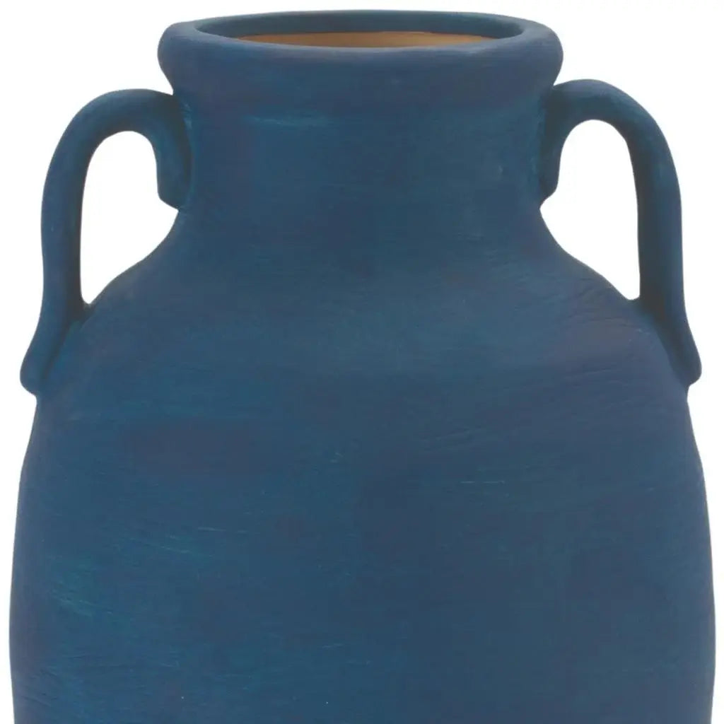 11" Blue And Terra Cotta Ceramic Urn Vase - Homeroots - Flyclothing LLC