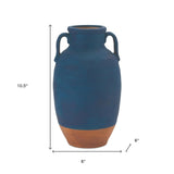 11" Blue And Terra Cotta Ceramic Urn Vase - Homeroots - Flyclothing LLC