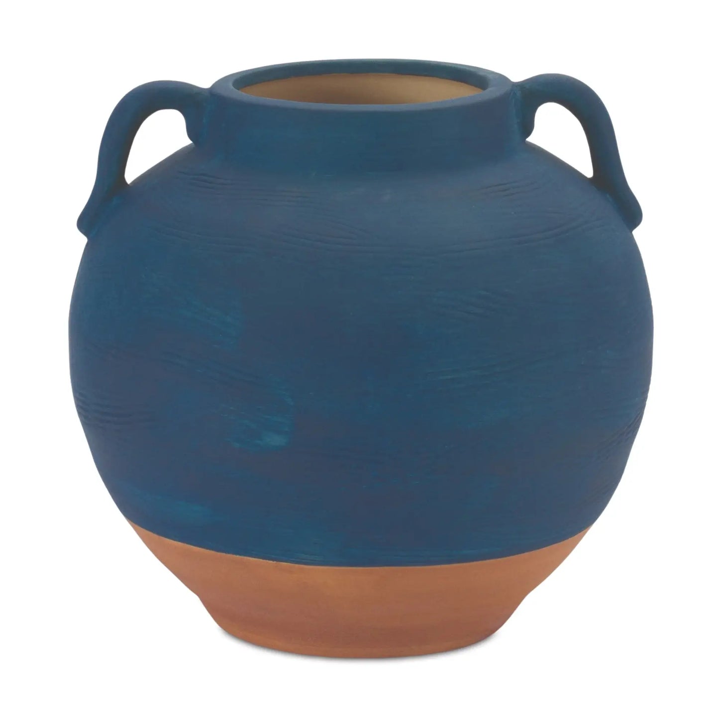 7" Blue And Terra Cotta Ceramic Round Urn - Homeroots - Flyclothing LLC