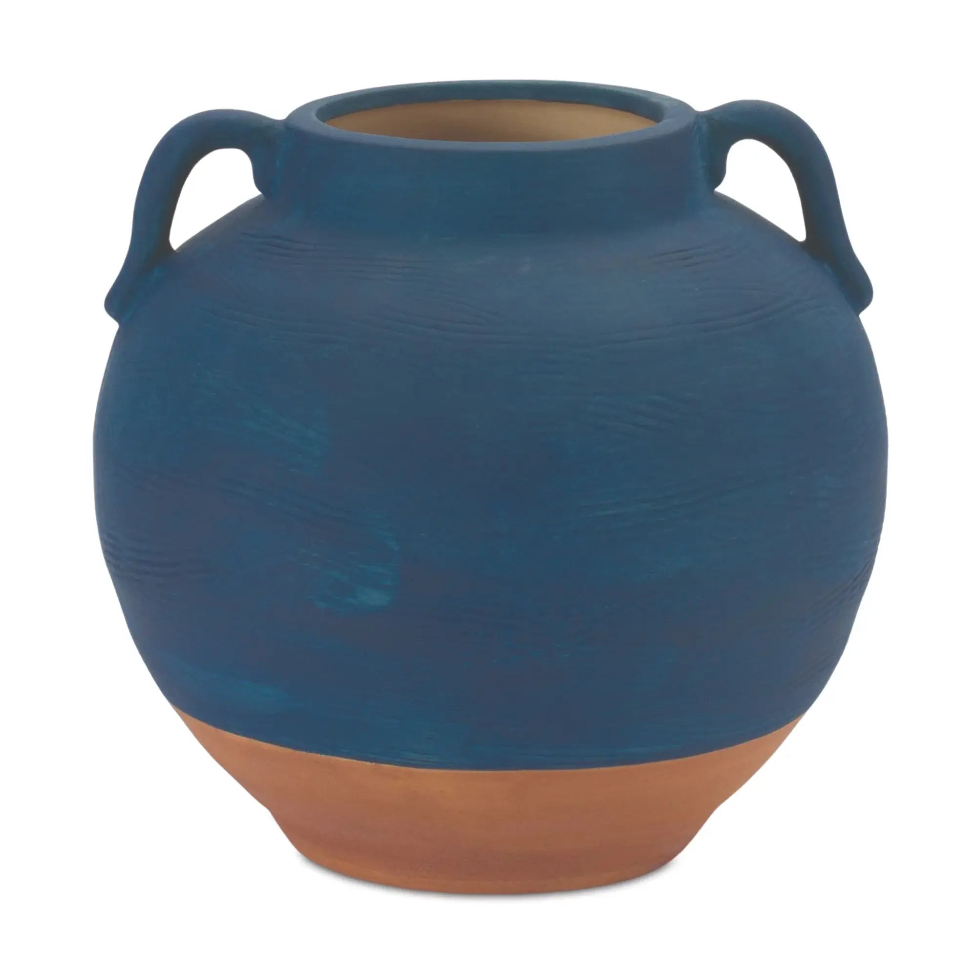 7" Blue And Terra Cotta Ceramic Round Urn - Homeroots - Flyclothing LLC