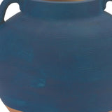 7" Blue And Terra Cotta Ceramic Round Urn - Homeroots - Flyclothing LLC