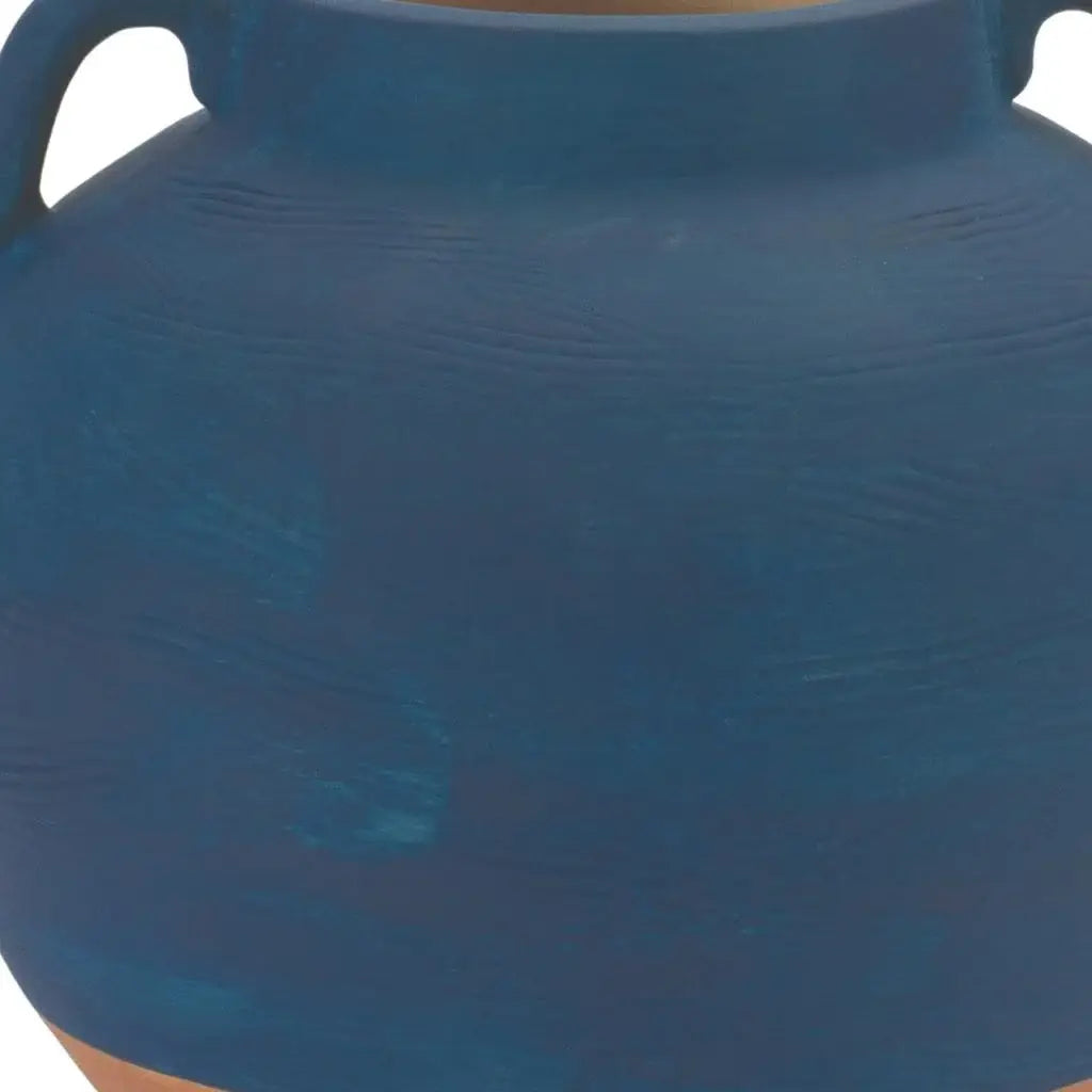 7" Blue And Terra Cotta Ceramic Round Urn - Homeroots - Flyclothing LLC