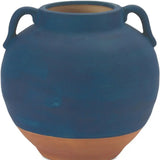 7" Blue And Terra Cotta Ceramic Round Urn - Homeroots - Flyclothing LLC