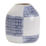 Set of Two Blue And White Checkered Ceramic Round Table Vases - Homeroots - Flyclothing LLC