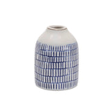 Set of Two Blue And White Checkered Ceramic Round Table Vases - Homeroots - Flyclothing LLC
