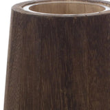 Set of Two Brown And Clear Glass Tapered Table Vases With Wood - Homeroots - Flyclothing LLC