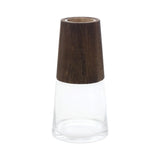 Set of Two Brown And Clear Glass Tapered Table Vases With Wood - Homeroots - Flyclothing LLC