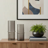Set of Two Gray Glass Cylinder Table Vases - Homeroots - Flyclothing LLC
