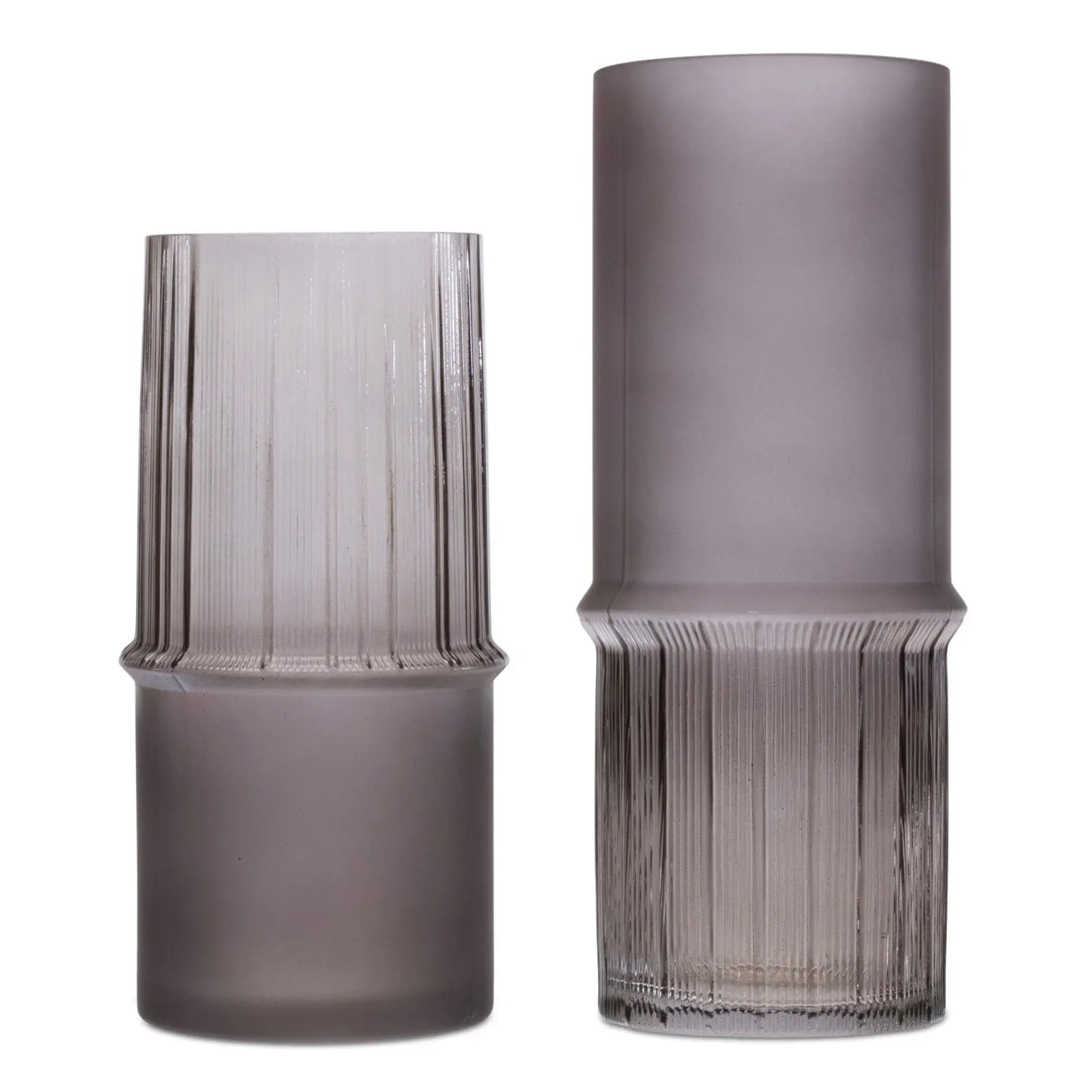 Set of Two Gray Glass Cylinder Table Vases - Homeroots - Flyclothing LLC