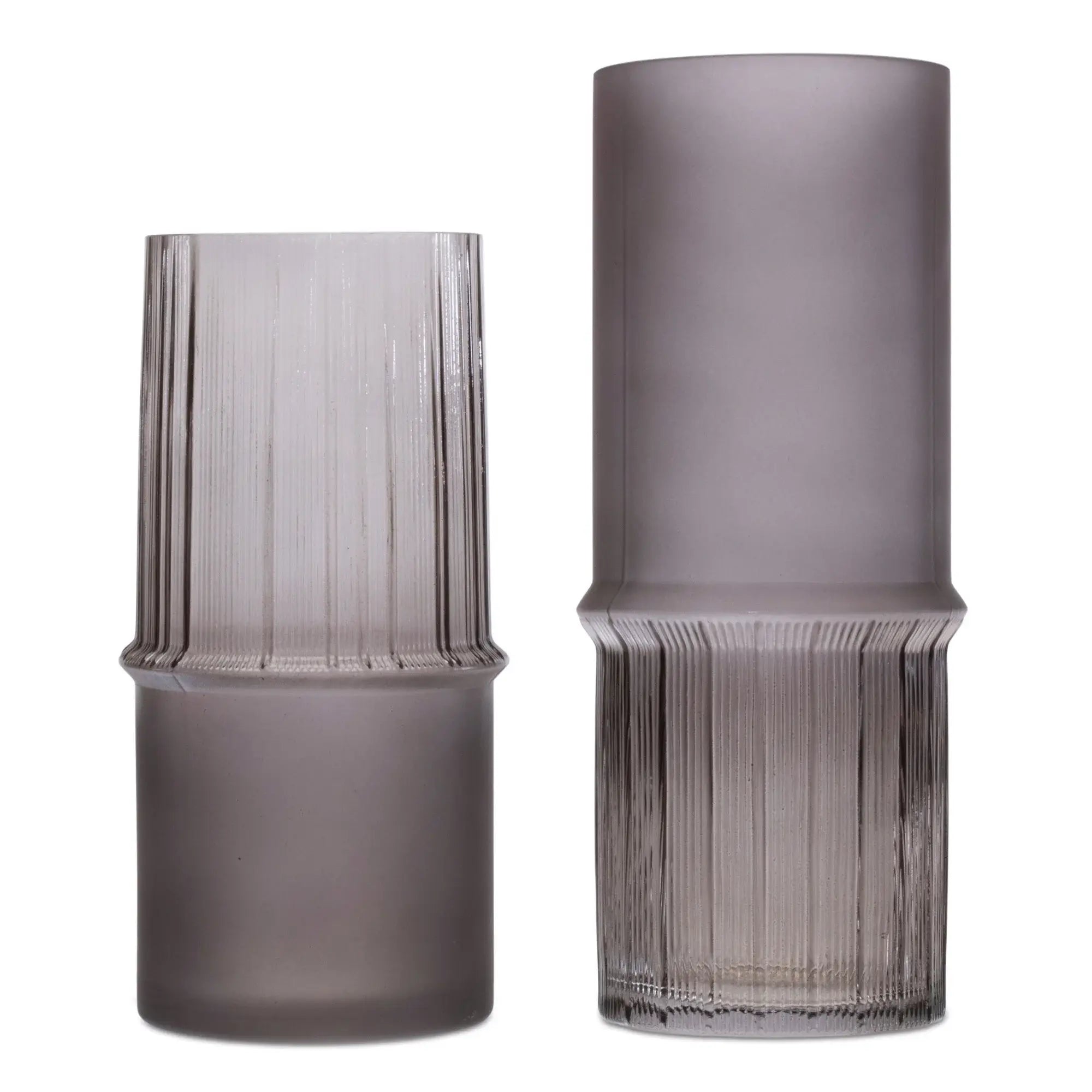 Set of Two Gray Glass Cylinder Table Vases - Homeroots - Flyclothing LLC