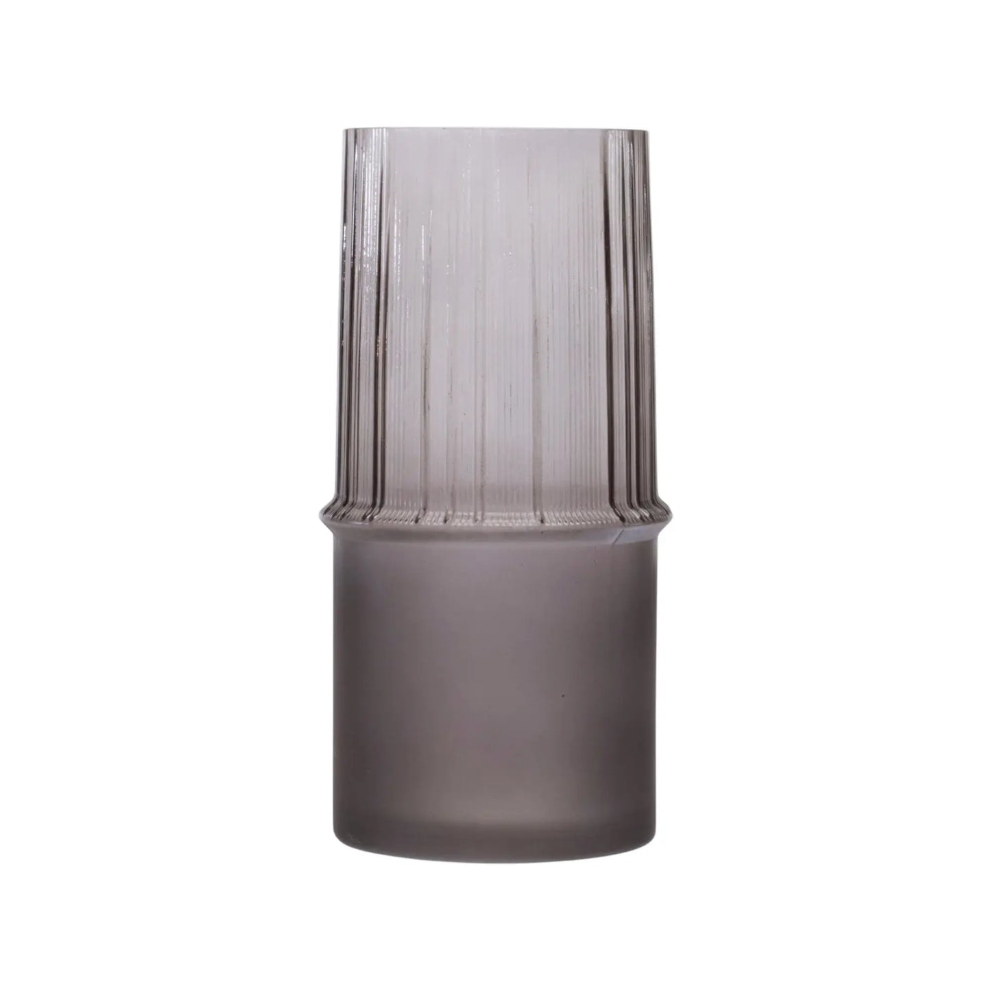Set of Two Gray Glass Cylinder Table Vases - Homeroots - Flyclothing LLC