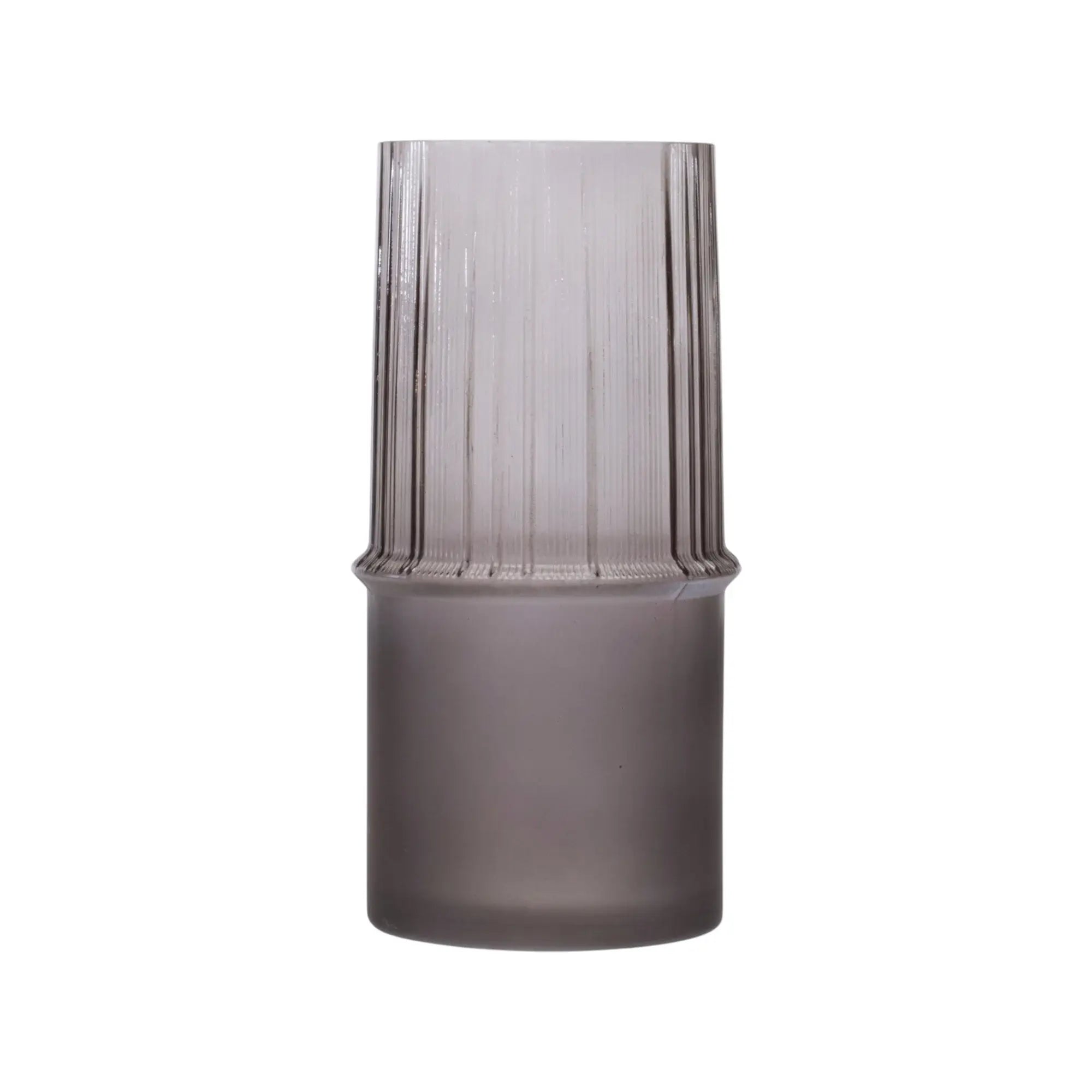 Set of Two Gray Glass Cylinder Table Vases - Homeroots - Flyclothing LLC